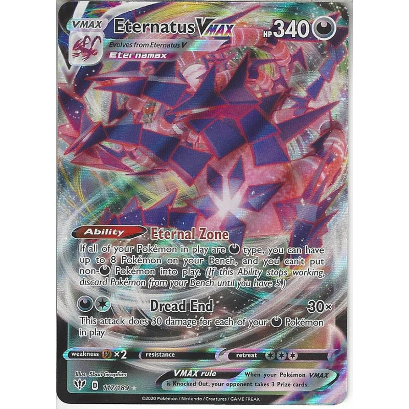 117/189 Eternatus VMAX | Rare Ultra Card | SWSH-03 Darkness Ablaze - Recaptured LTD 117/189 Eternatus VMAX | Rare Ultra Card | SWSH-03 Darkness Ablaze - Recaptured LTD