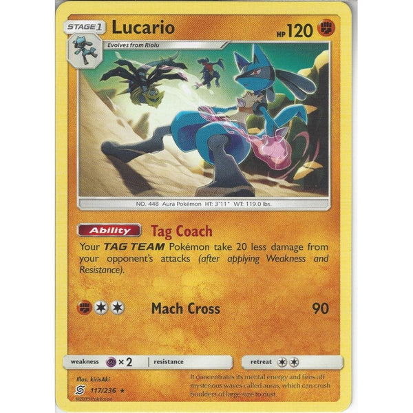 Pokemon Trading Card Game 117/236 Lucario | Rare Card | SM11 Unified Minds