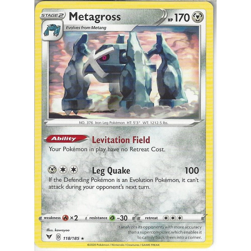 Pokemon Trading Card Game 118/185 Metagross | Rare Card | SWSH-04 Vivid Voltage