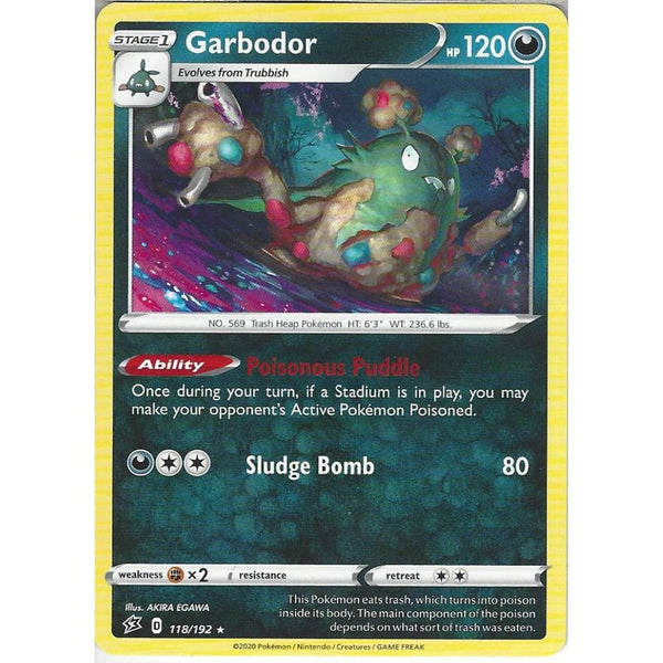 Pokemon Trading Card Game 118/192 Garbodor | Rare Card | Sword &amp; Shield Rebel Clash