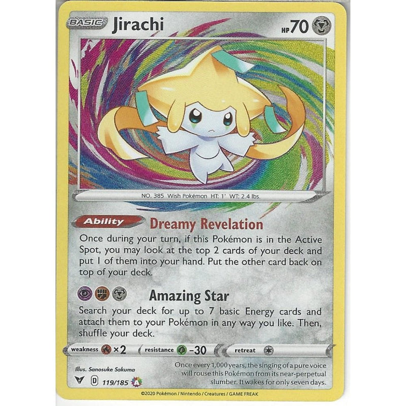 119/185 Jirachi | Amazing Rare Card | SWSH-04 Vivid Voltage - Recaptured LTD 119/185 Jirachi | Amazing Rare Card | SWSH-04 Vivid Voltage - Recaptured LTD