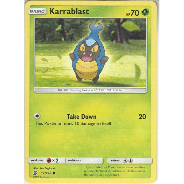 Pokemon Trading Card Game 12/236 Karrablast | Common Card | SM11 Unified Minds