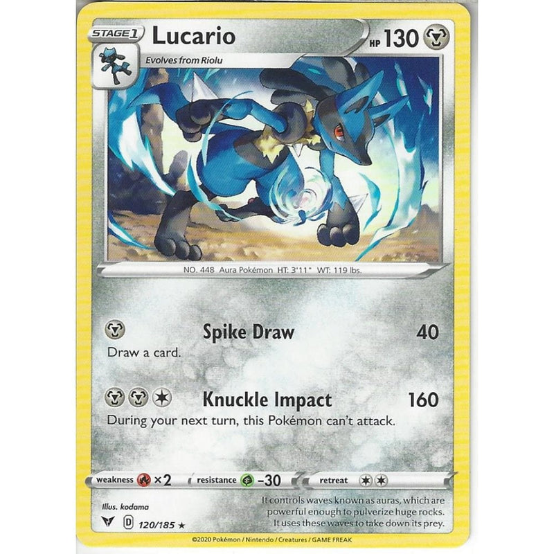 Pokemon Trading Card Game 120/185 Lucario | Rare Card | SWSH-04 Vivid Voltage