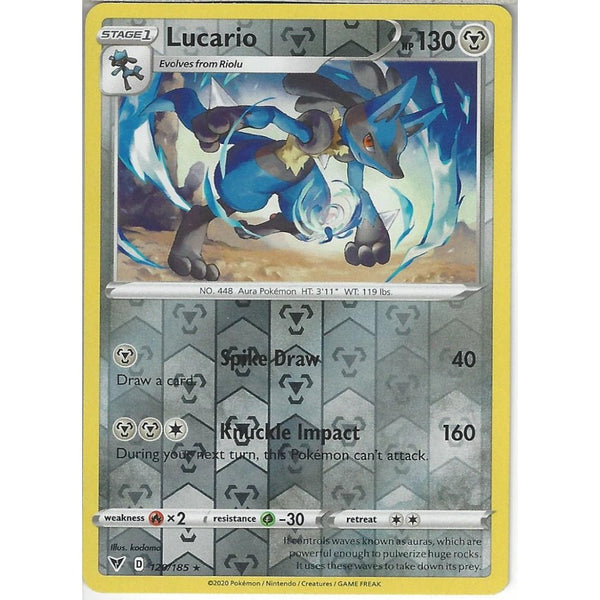 Pokemon Trading Card Game 120/185 Lucario | Rare Reverse Holo Card | SWSH-04 Vivid Voltage