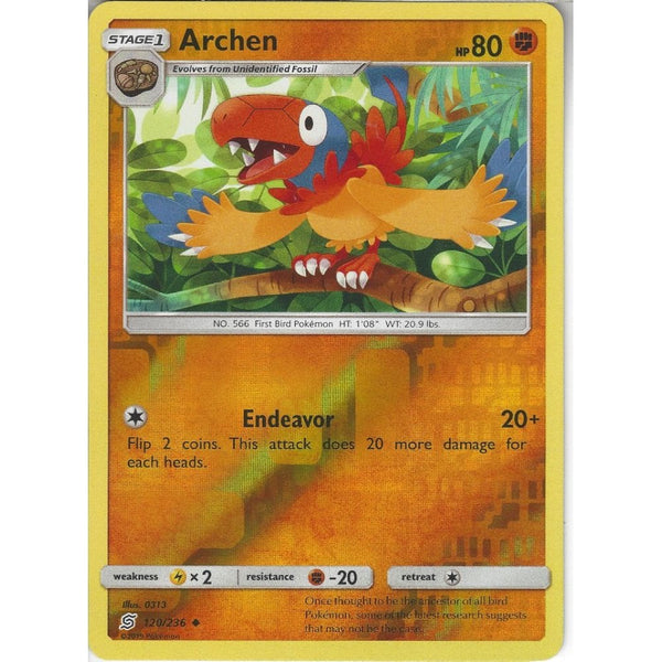 Pokemon Trading Card Game 120/236 Archen | Uncommon Reverse Holo Card | SM11 Unified Minds
