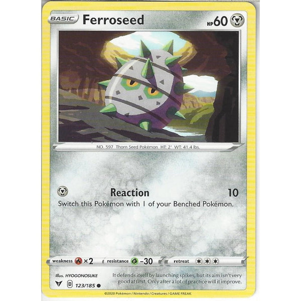 Pokemon Trading Card Game 123/185 Ferroseed | Common Card | SWSH-04 Vivid Voltage