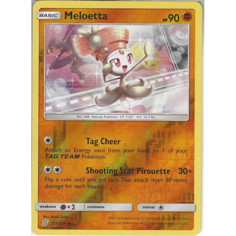pokemon unified minds rare cards 123/236 Meloetta | Rare Reverse Holo Card | SM11 Unified Minds