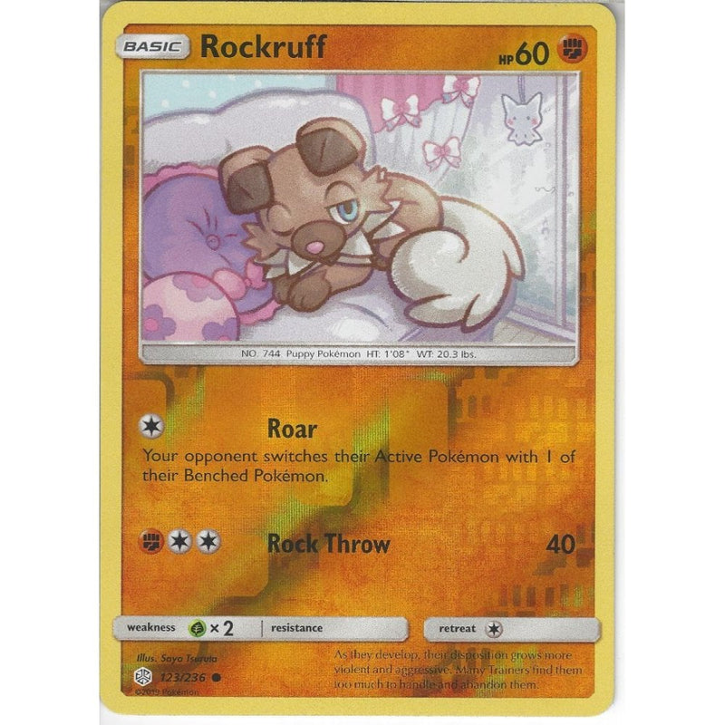 123/236 Rockruff | Common Reverse Holo Card | SM12 Cosmic Eclipse - Recaptured LTD 123/236 Rockruff | Common Reverse Holo Card | SM12 Cosmic Eclipse - Recaptured LTD