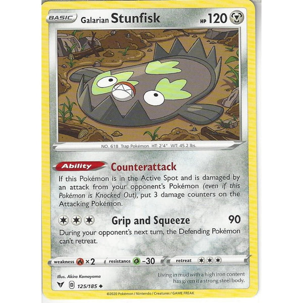 Pokemon Trading Card Game 125/185 Galarian Stunfisk | Uncommon Card | SWSH-04 Vivid Voltage