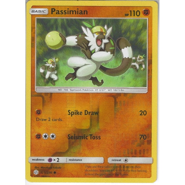 Pokemon Trading Card Game 125/236 Passimian | Common Reverse Holo Card | SM12 Cosmic Eclipse
