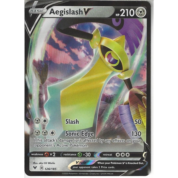 Pokemon Trading Card Game 126/185 Aegislash V | Rare Holo V Card | SWSH-04 Vivid Voltage