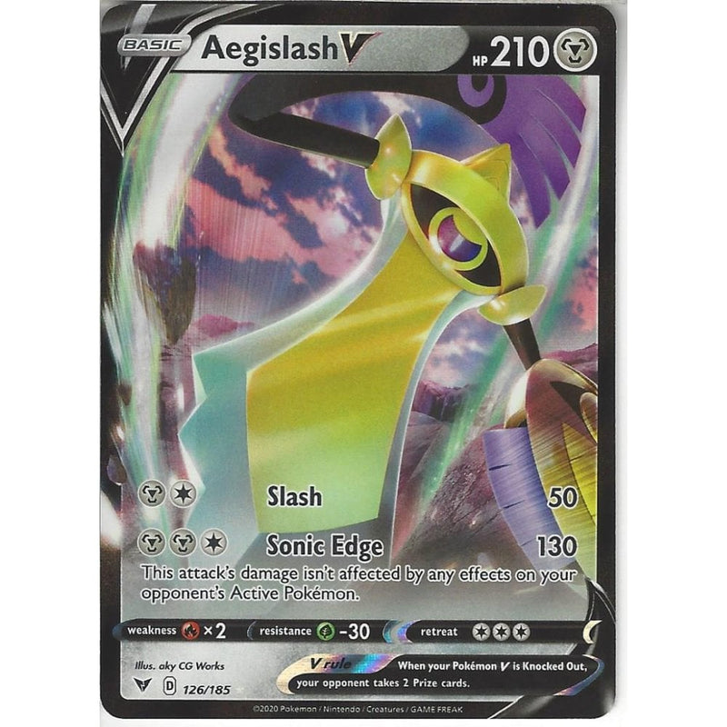 Pokemon Trading Card Game 126/185 Aegislash V | Rare Holo V Card | SWSH-04 Vivid Voltage