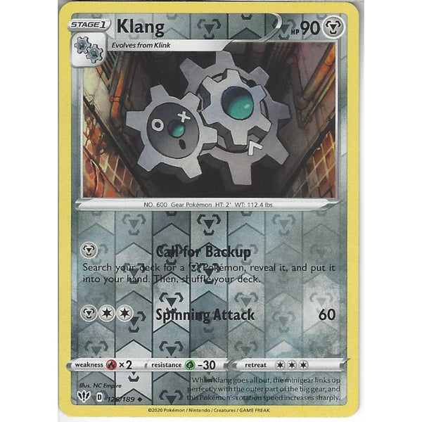 Pokemon Trading Card Game 126/189 Klang | Uncommon Reverse Holo Card | SWSH-03 Darkness Ablaze