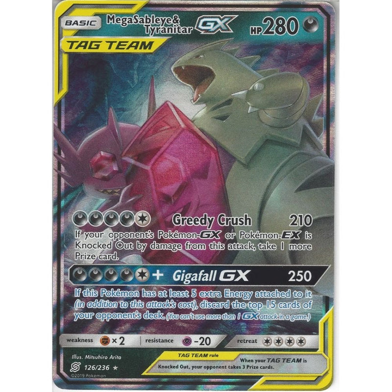 126/236 Mega Sableye & Tyranitar TAG TEAM GX | Rare Holo GX Card | SM1 - Recaptured LTD 126/236 Mega Sableye & Tyranitar TAG TEAM GX | Rare Holo GX Card | SM1 - Recaptured LTD
