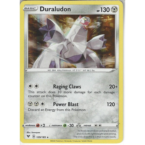 Pokemon Trading Card Game 129/185 Duraludon | Rare Holo Card | SWSH-04 Vivid Voltage