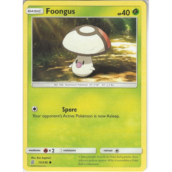 Pokemon Trading Card Game 13/236 Foongus | Common Card | SM11 Unified Minds