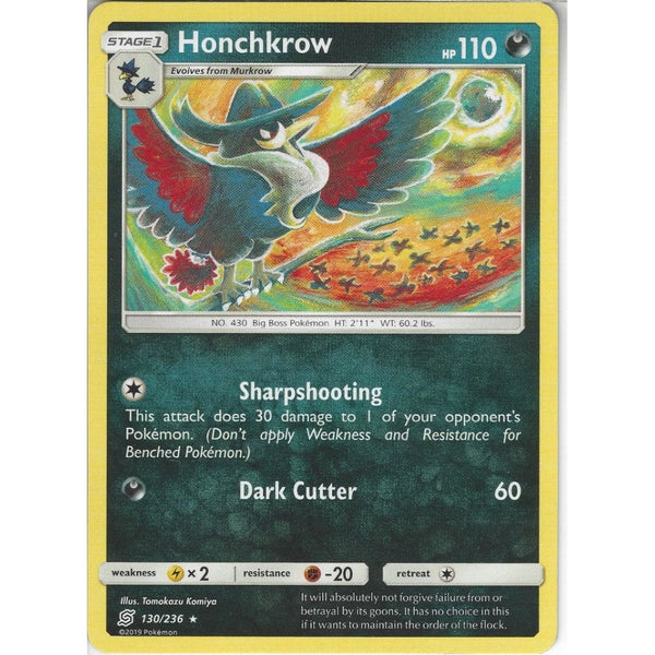 Pokemon Trading Card Game 130/236 Honchkrow | Rare Card | SM11 Unified Minds