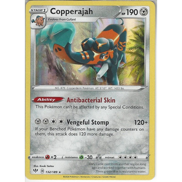 Pokemon Trading Card Game 132/189 Copperajah | Rare Holo Card | SWSH-03 Darkness Ablaze