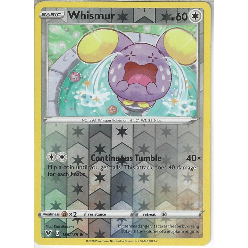 whismur pokemon card 135/185 Whismur | Common Reverse Holo Card | SWSH-04 Vivid Voltage
