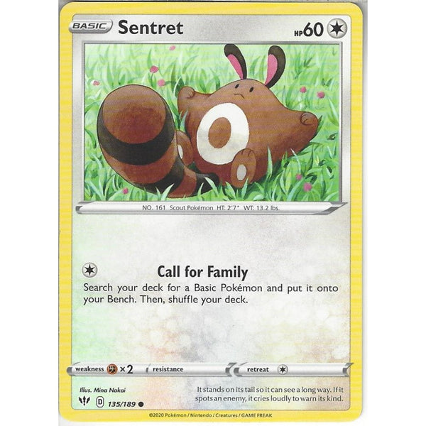 Pokemon Trading Card Game 135/189 Sentret | Common Card | SWSH-03 Darkness Ablaze