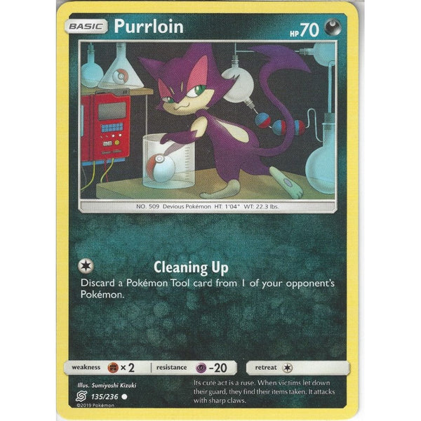 Pokemon Trading Card Game 135/236 Purrloin | Common Card | SM11 Unified Minds
