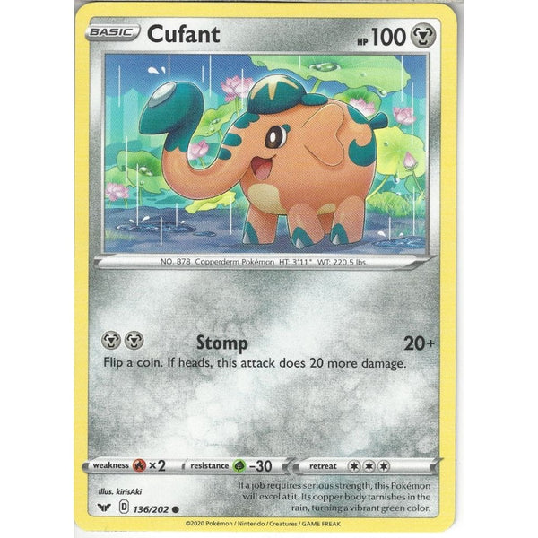Pokemon Trading Card Game 136/202 Cufant | Common Card | Sword &amp; Shield (Base Set)