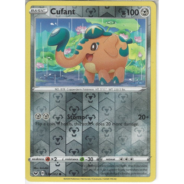 Pokemon Trading Card Game 136/202 Cufant | Common Reverse Holo Card | Sword &amp; Shield (Base Set)