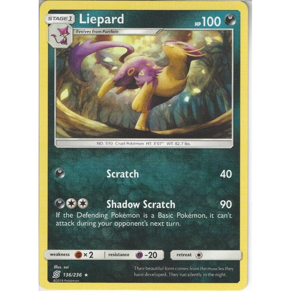Pokemon Trading Card Game 136/236 Liepard | Rare Card | SM11 Unified Minds