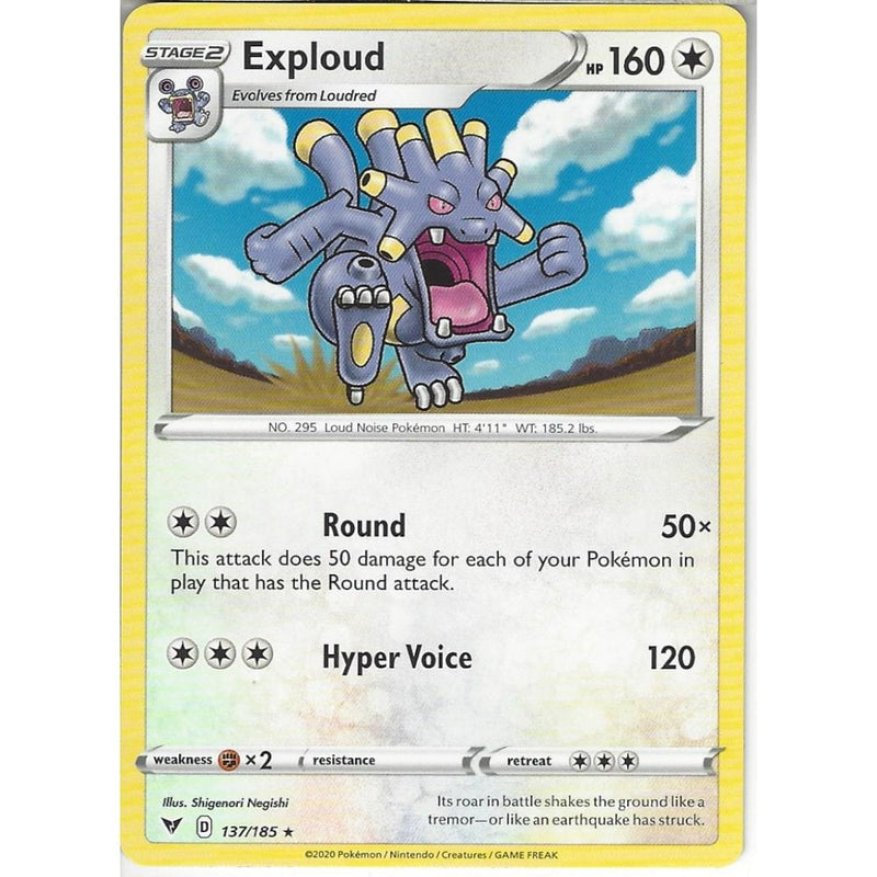 Pokemon Trading Card Game 137/185 Exploud | Rare Card | SWSH-04 Vivid Voltage