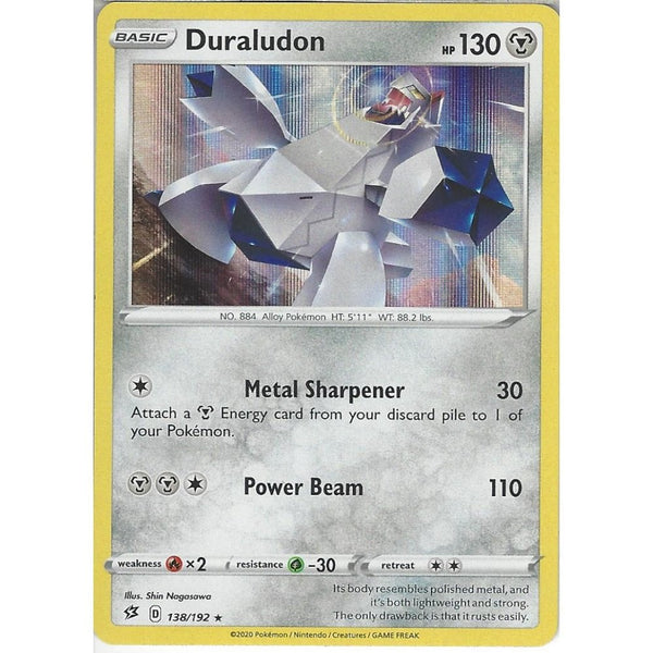 Pokemon Trading Card Game 138/192 Duraludon | Rare Holo Card | Sword &amp; Shield Rebel Clash