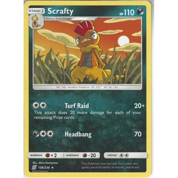 Pokemon Trading Card Game 138/236 Scrafty | Rare Card | SM11 Unified Minds