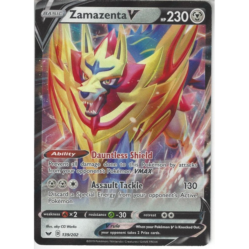 pokemon card zamazenta v gold 139/202 Zamazenta V | Rare Holo V Card | Sword & Shield (Base Set)
