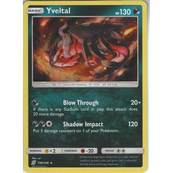 Pokemon Trading Card Game 139/236 Yveltal | Rare Holo Card | SM11 Unified Minds