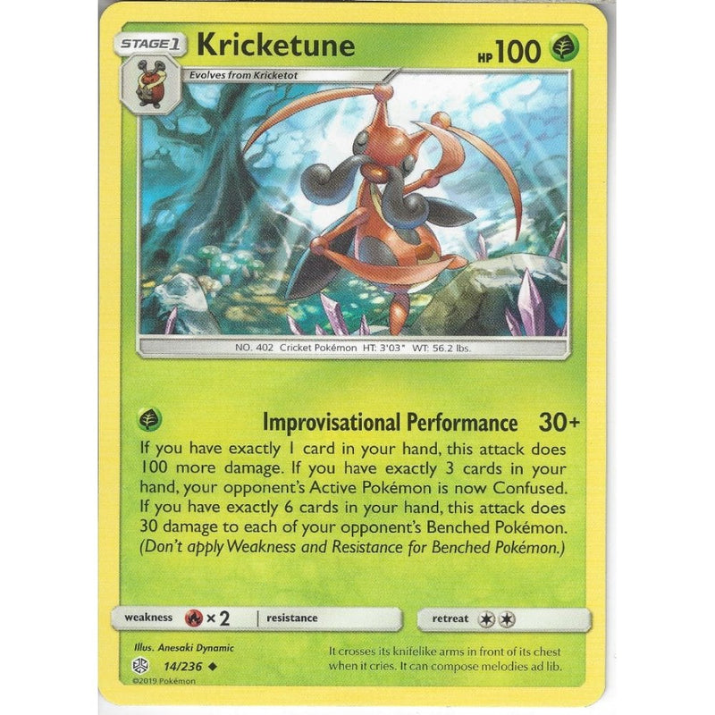 14/236 Kricketune | Uncommon Card | SM12 Cosmic Eclipse - Recaptured LTD 14/236 Kricketune | Uncommon Card | SM12 Cosmic Eclipse - Recaptured LTD