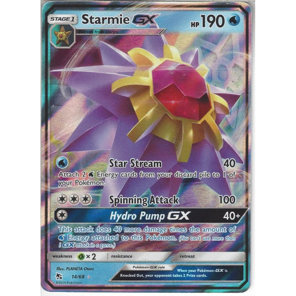 Pokemon Trading Card Game 14/68 Starmie GX | Rare Holo GX Card | Hidden Fates