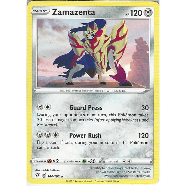 Pokemon Trading Card Game 140/192 Zamazenta | Rare Card | Sword &amp; Shield Rebel Clash