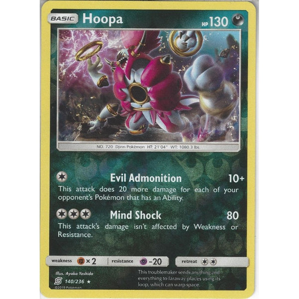Pokemon Trading Card Game 140/236 Hoopa | Rare Reverse Holo Card | SM11 Unified Minds