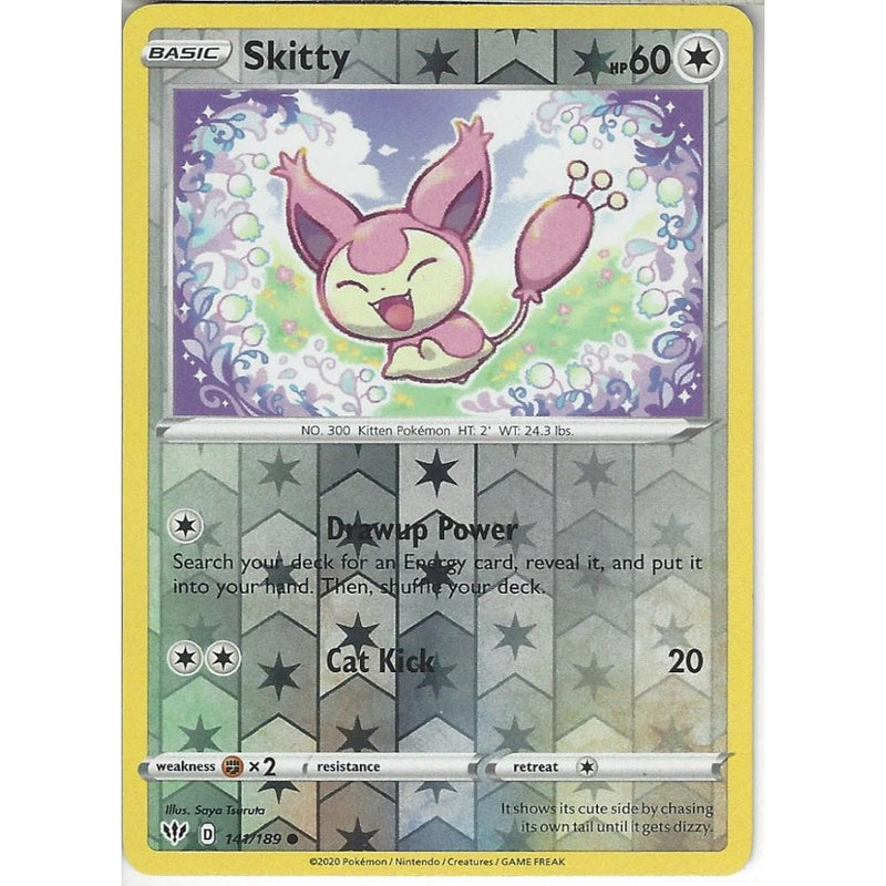 skitty pokemon card 141/189 Skitty | Common Reverse Holo Card | SWSH-03 Darkness Ablaze