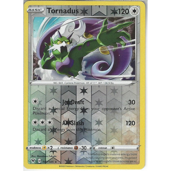 Pokemon Trading Card Game 142/185 Tornadus | Rare Reverse Holo Card | SWSH-04 Vivid Voltage