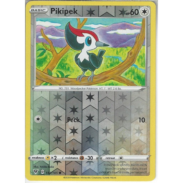 Pokemon Trading Card Game 143/185 Pikipek | Common Reverse Holo Card | SWSH-04 Vivid Voltage