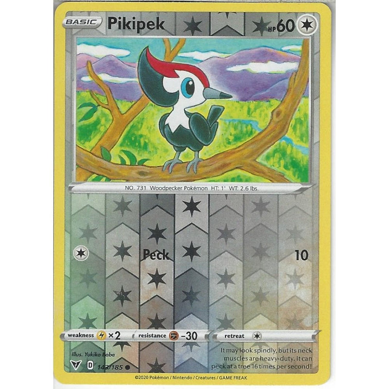 Pokemon Trading Card Game 143/185 Pikipek | Common Reverse Holo Card | SWSH-04 Vivid Voltage