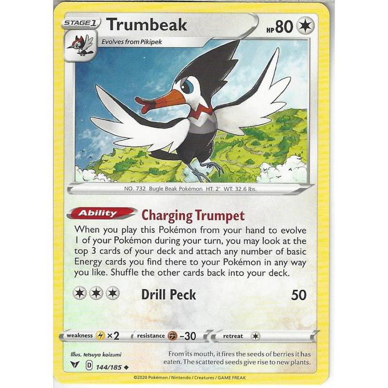Pokemon Trading Card Game 144/185 Trumbeak | Uncommon Card | SWSH-04 Vivid Voltage