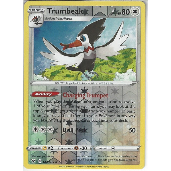 Pokemon Trading Card Game 144/185 Trumbeak | Uncommon Reverse Holo Card | SWSH-04 Vivid Voltage