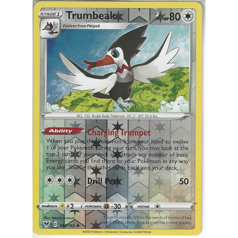 Pokemon Trading Card Game 144/185 Trumbeak | Uncommon Reverse Holo Card | SWSH-04 Vivid Voltage