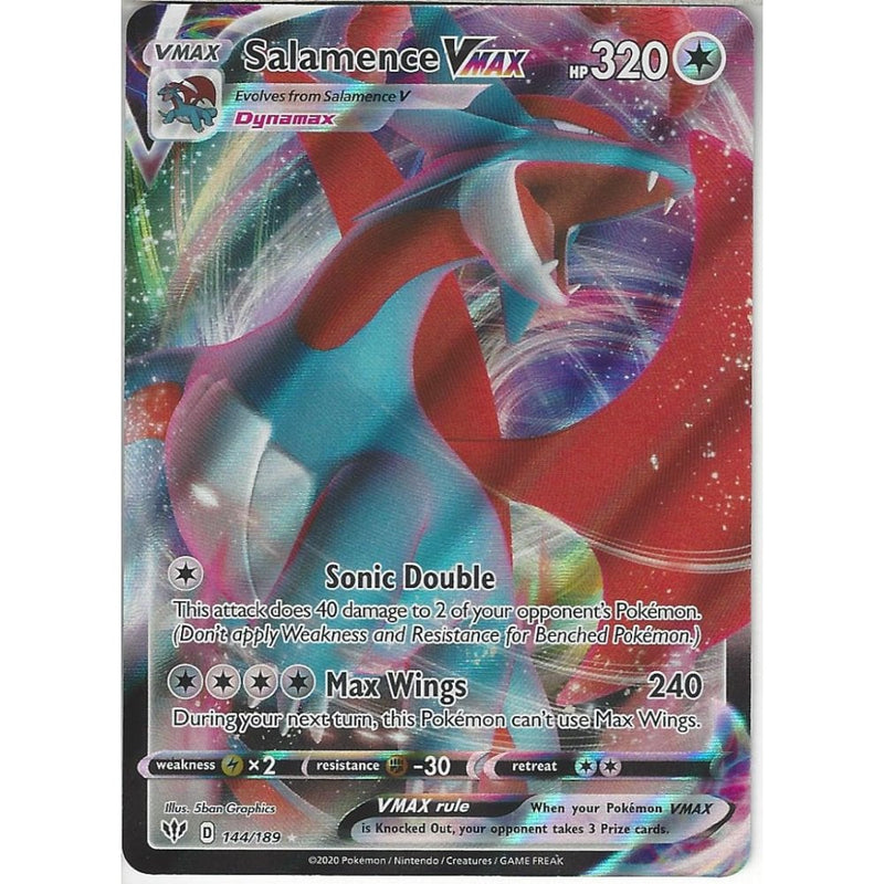 144/189 Salamence VMAX | Rare Ultra Card | SWSH-03 Darkness Ablaze - Recaptured LTD 144/189 Salamence VMAX | Rare Ultra Card | SWSH-03 Darkness Ablaze - Recaptured LTD