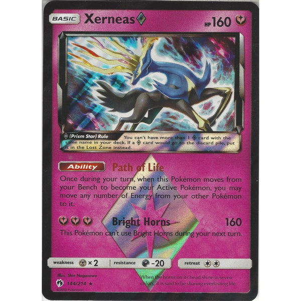 Pokemon Trading Card Game 144/214 Xerneas Prism Star | Rare Holo Card | Sun &amp; Moon Lost Thunder