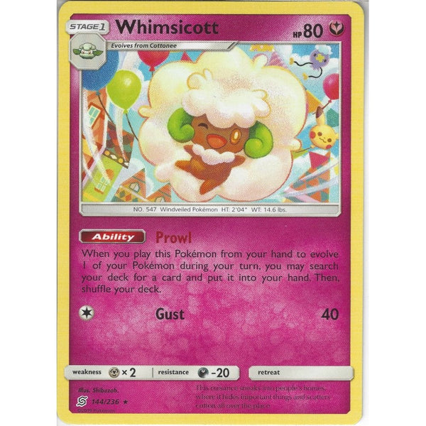 Pokemon Trading Card Game 144/236 Whimsicott | Rare Card | SM11 Unified Minds