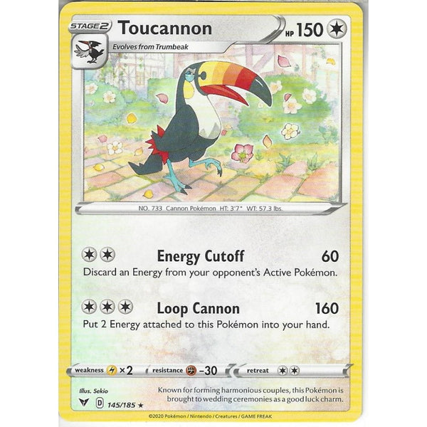 Pokemon Trading Card Game 145/185 Toucannon | Rare Card | SWSH-04 Vivid Voltage