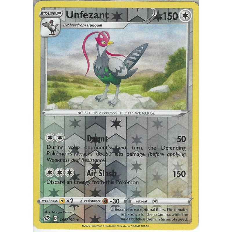 rare cards in sword and shield rebel clash 145/192 Unfezant | Rare Reverse Holo Card | Sword & Shield Rebel Clash