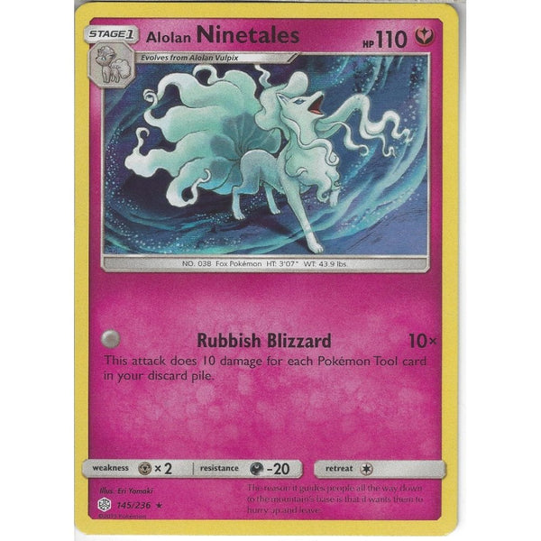 Pokemon Trading Card Game 145/236 Alolan Ninetales | Rare Holo Card | SM12 Cosmic Eclipse